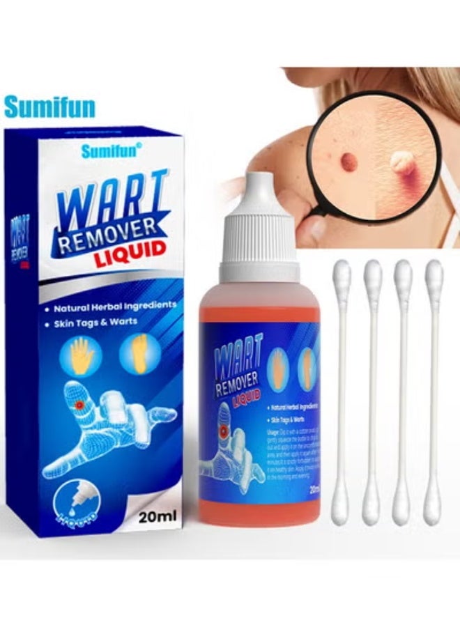 Sumifun Wart Remover Liquid, Maximum Strength Salicylic Acid Wart Liquid, One Step Invisible Wart Remover Strips, Fast-Acting Wart Liquid Freeze Off for Warts, Plantar Wart, Common Wart, Flat Wart 20ML - Image 1
